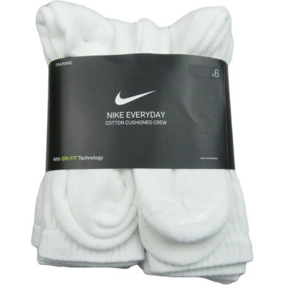 Шкарпетки Nike U NK EVERYDAY CUSH CREW 6PR-BD SX7666-100 34-38 6 пар Білі (194954124803)