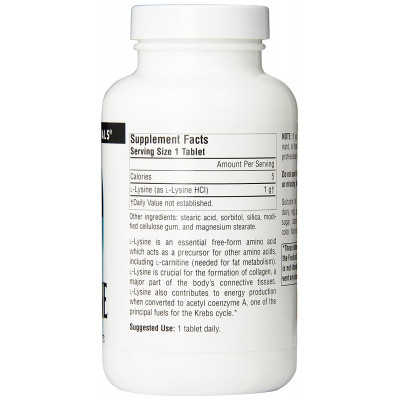 Амінокислота Source Naturals Лізин 1000мг, 100 таблеток (SNS-00142)