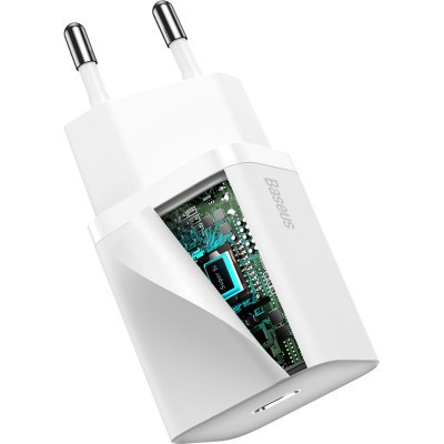 Зарядний пристрій Baseus Super Si Quick Charger 1C 20W EU White (CCSUP-B02)