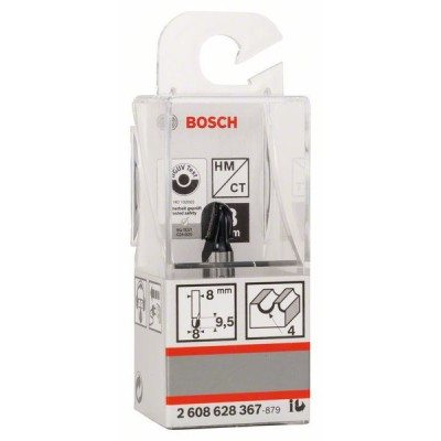 Фреза Bosch Professional галтельна, Std, S8, R4, D8, L9.2 (2.608.628.367)