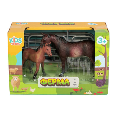 Фігурка Kids Team набір Ферма Темно-гніда коня з лошам Темно-гніда кінь із лошам (Q9899-X5_2)