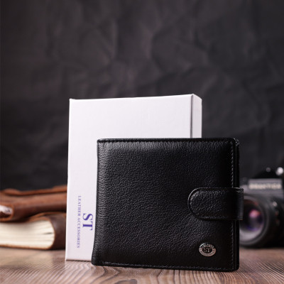 Гаманець ST Leather З натуральної шкіри Чорний (22553)