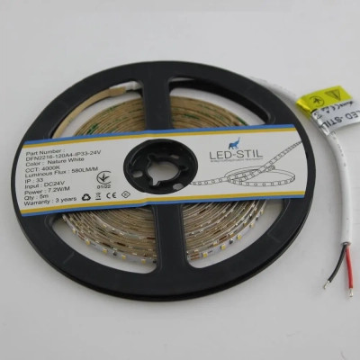 Світлодіодна стрічка LED-STIL 4000K 7,2 Вт/м 2216 120 діодів IP33 24 Вольта 600 lm нейтр. світло, ВУЗЬКА (DFN2216-120A4-IP33-24V)