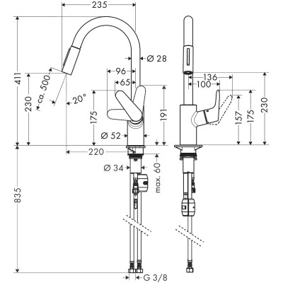 Змішувач Hansgrohe Focus M41 KM240, чорний матовий (31815670)