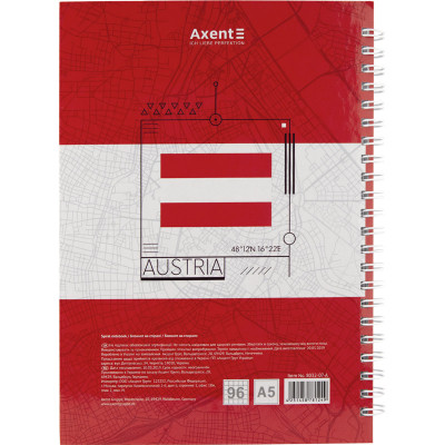 Блокнот Axent на спіралі тверда обкл., А5, 96арк. Vienna (8032-07-A)