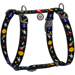 Шлея для собак WAUDOG Nylon з QR паспортом анатомічна H-подібна &quot;NASA&quot; M (5542)