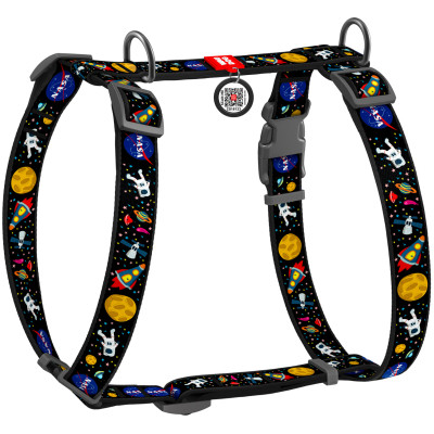 Шлея для собак WAUDOG Nylon з QR паспортом анатомічна H-подібна &quot;NASA&quot; M (5542)