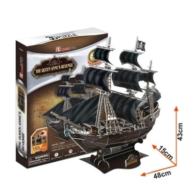 Пазл Cubic Fun 3D Корабель Чорної Бороди Помста Королеви Анн (T4005h)