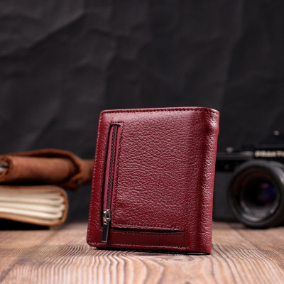 Гаманець ST Leather З натуральної шкіри Бордовий (19476)