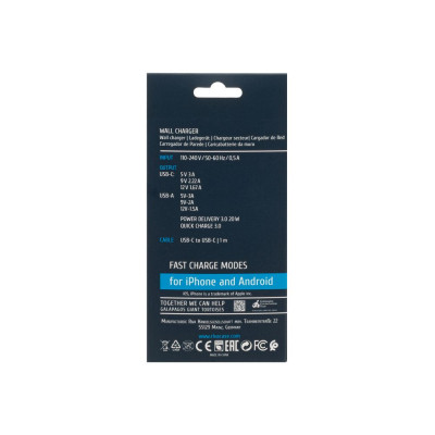 Зарядний пристрій RivaCase 2хUSB-А + Type-C PD 20W+QC3.0 кабель Type-C white (PS4102 WD4 (White))