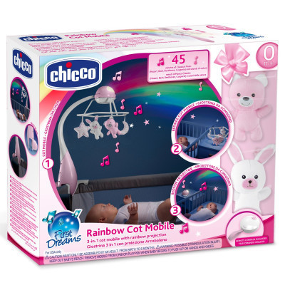 Мобіле Chicco проектор на ліжечко 3 в 1 &quot;Райдуга&quot; рожевий (11041.10)