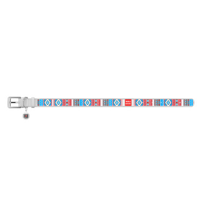 Нашийник для тварин WAUDOG Design з QR паспортом &quot;Етно&quot; XS Ш 12 мм Д 18-24 см білий (373715)