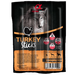 Ласощі для собак Alpha Spirit DOG Sticks Turkey напіввологі з індички, палички 40 г (8436586310417)