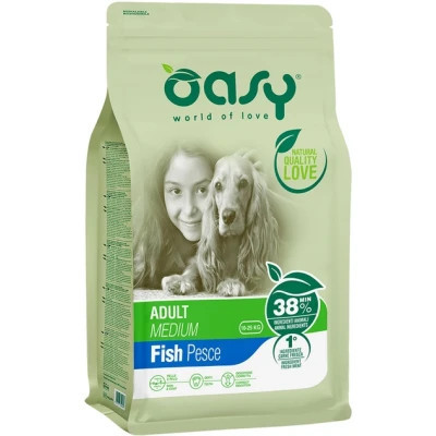 Сухий корм для собак OASY LIFESTAGE Adult Medium риба 12 кг (8054329510162)