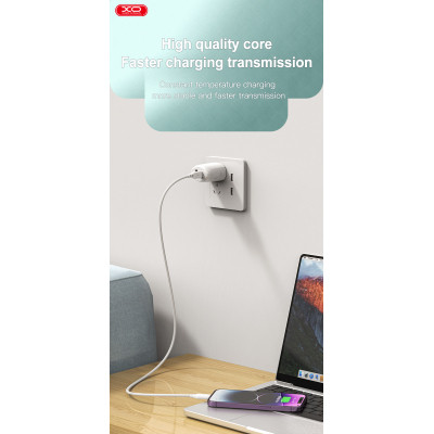 Дата кабель USB-C to Lightning 1.0m 27W braided XO (NBQ236A_White)