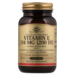 Вітамін Solgar Вітамін Е, 134 мг (200 IU), d-Alpha Tocopherol &amp; Mixed Tocop (SOL-03501)