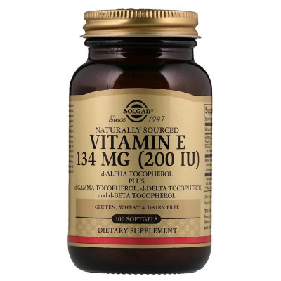 Вітамін Solgar Вітамін Е, 134 мг (200 IU), d-Alpha Tocopherol &amp; Mixed Tocop (SOL-03501)
