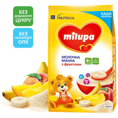 Дитяча каша Milupa Молочна Манна з фруктами 210 г (5900852930041)
