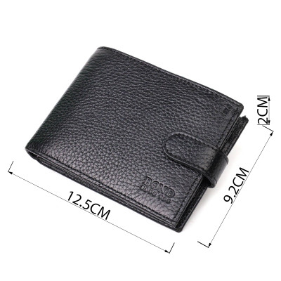Портмоне Bond Accessories З натуральної зернистої шкіри Чорне (22059)