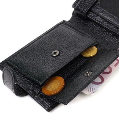 Портмоне Bond Accessories З натуральної зернистої шкіри Чорне (22059)