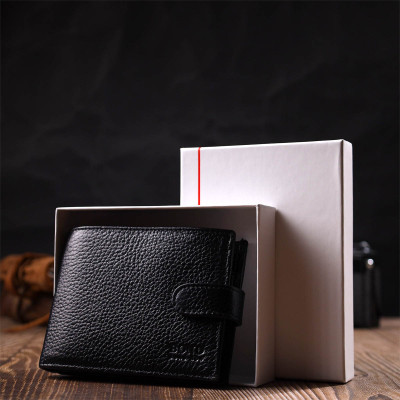 Портмоне Bond Accessories З натуральної зернистої шкіри Чорне (22059)