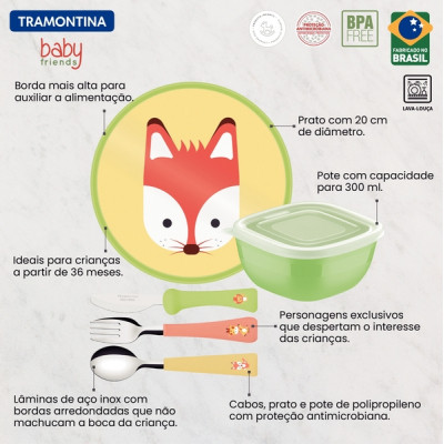 Набір дитячого посуду Tramontina Baby Friends 23797/908 5 предметів (6710900)