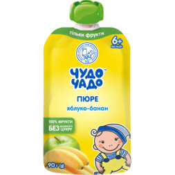 Дитяче пюре Чудо-Чадо яблуково-бананове без цукру, 90г (4820016253643)