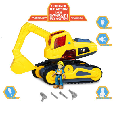 Спецтехніка Funrise CAT Будівельні машини Екскаватор з фігуркою зі світлом та звуком, 30 см (83203)