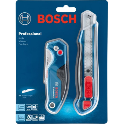 Ніж монтажний Bosch набір 2 шт, складний трапецієподібний, сегментований (1.600.A01.6BM)