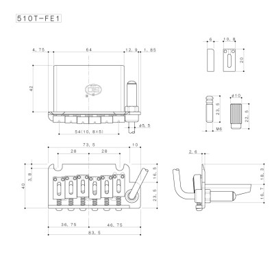 Бридж для гітари Gotoh 510T-FE1 CK