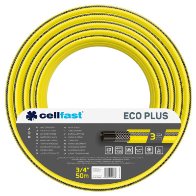 Шланг для поливу Cellfast ECO PLUS 3/4&quot; 50м, 3 шари, до 20 Бар, -10…+50°C (12-172)