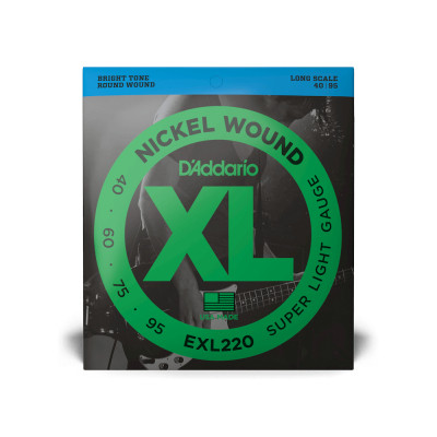 Струни для гітари D&#039;Addario XL Nickel Wound Bass Super Light (40-95) (EXL220)