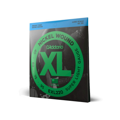 Струни для гітари D&#039;Addario XL Nickel Wound Bass Super Light (40-95) (EXL220)