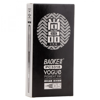 Ручка гелева Baoke Vogue 0.5 мм, чорна (PEN-BAO-PC3318-B)