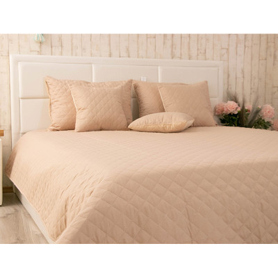 Покривало Руно двостороннє декоративне Velour Beige ромб 220х240 см (330.55_Dark Grey ромб)