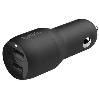 Зарядний пристрій Belkin Car Charger (24W) Dual USB-A, USB-A - USB-C, 1m, black (CCE001BT1MBK)