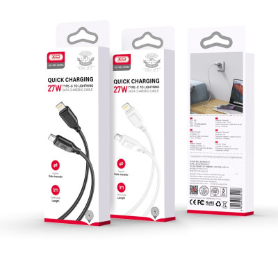 Дата кабель USB-C to Lightning 1.0m 27W braided XO (NBQ236A_Black)