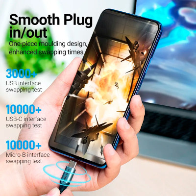 Дата кабель USB 2.0 AM to Micro 5P + Type-C 0.5m Y-Splitter 480Mbps Aluminum Alloy Gray Vention (CQGHD)