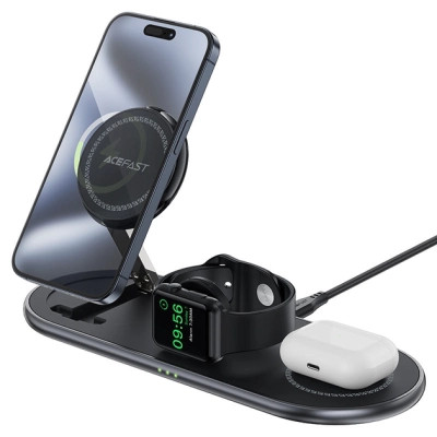 Зарядний пристрій Acefast Wireless QI 3in1 15W E19 Qi2 (6974316283096)