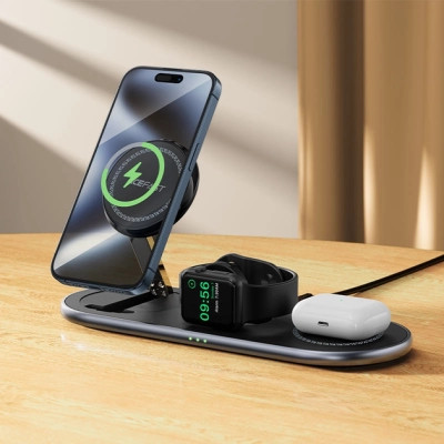 Зарядний пристрій Acefast Wireless QI 3in1 15W E19 Qi2 (6974316283096)