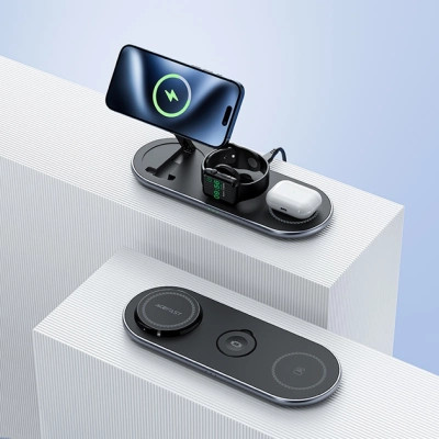 Зарядний пристрій Acefast Wireless QI 3in1 15W E19 Qi2 (6974316283096)