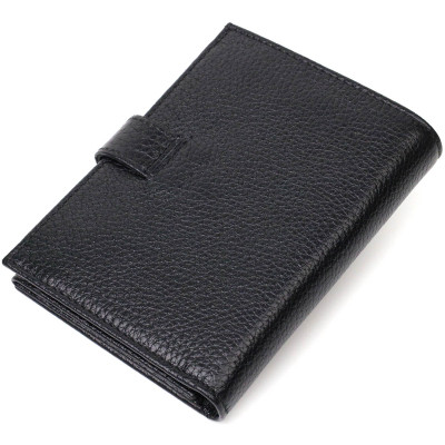 Портмоне Bond Accessories З натуральної зернистої шкіри Чорне (22055)
