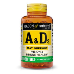 Вітамін Mason Natural Вітаміни А та D3, Vitamins A &amp; D3, 100 гелевих капсул (MAV05311)