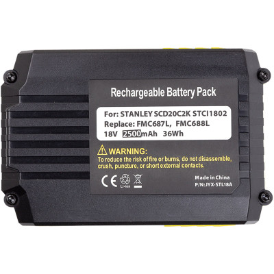 Акумулятор до електроінструменту PowerPlant для STANLEY 18V 2.5Ah Li-ion (FMC687L) (TB921119)