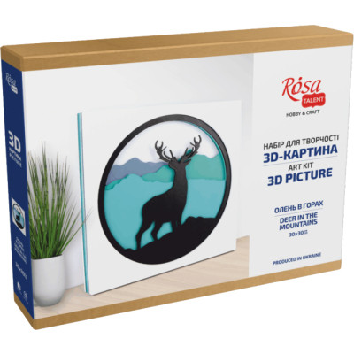 Набір для творчості Rosa Talent 3D-картина 6 шарів Олень у горах 30х30 см (4823098528913)