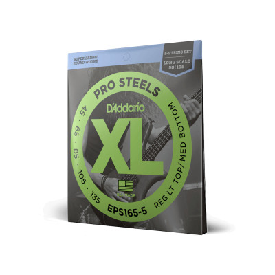 Струни для гітари D&#039;Addario XL Pro Steels Bass Reg Light Top / Med Bottom 5-String (45-135) (EPS165-5)