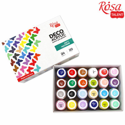 Акрилові фарби Rosa для декору матові 24 кол по 20 мл (4823098523963)