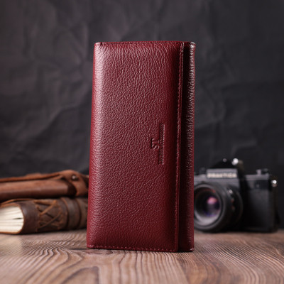 Гаманець ST Leather З натуральної шкіри Бордовий (22522)