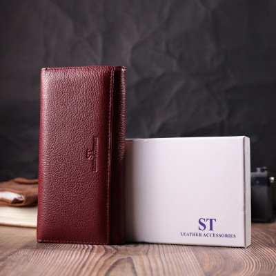 Гаманець ST Leather З натуральної шкіри Бордовий (22522)