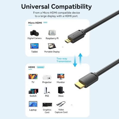 Кабель мультимедійний HDMI A to HDMI C (mini), 1.5m V2.0 4K 60Hz 18Gbps HDR Dolby Vention (AGHBG)